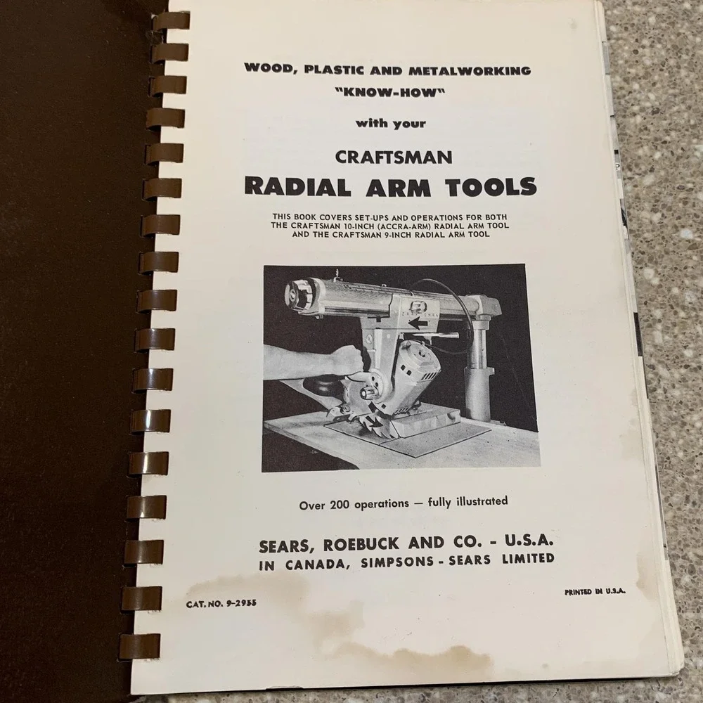 Vintage 1960 Craftsman Radial Arm Tools Manual Soft Cover Woodworking Guide USA‎